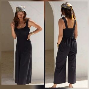 New Anthropologie Simona Scoop Neck Jumpsuit Pants Size SP Small Petite Wide Leg